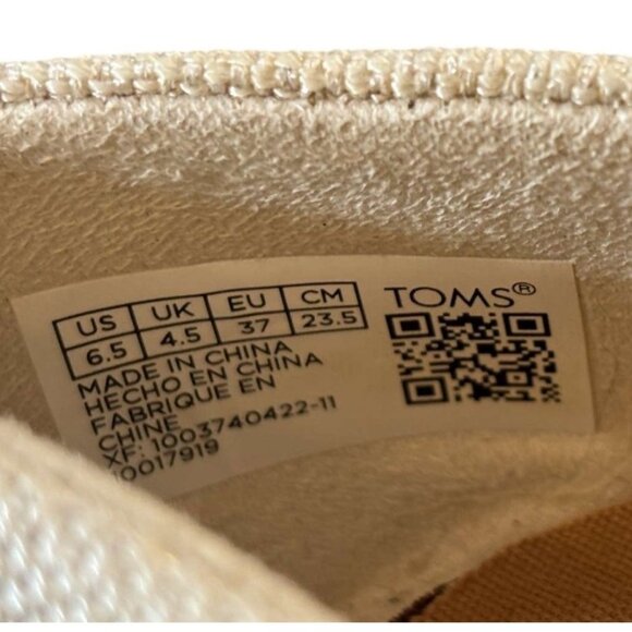 Toms Beige Suede & Canvas Womens Flats Size 6.5 Jutti D'Orsay Slip-On Shoes - Picture 5 of 7